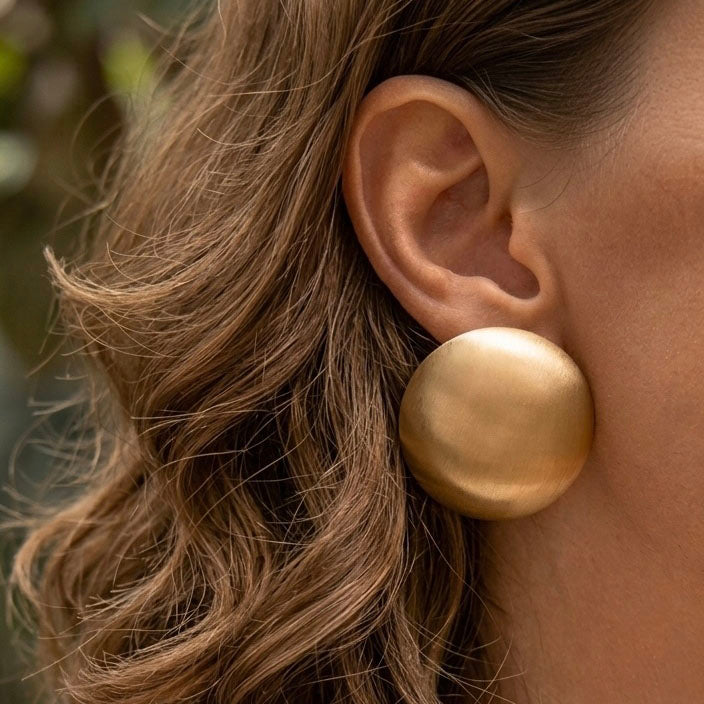 Aretes XL circulares en dorado, chapa de oro 14k - Lavanda, detalle